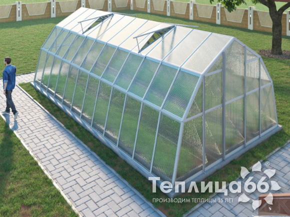 Теплица Рада Каспий из поликарбоната, 4х8 метров, белая